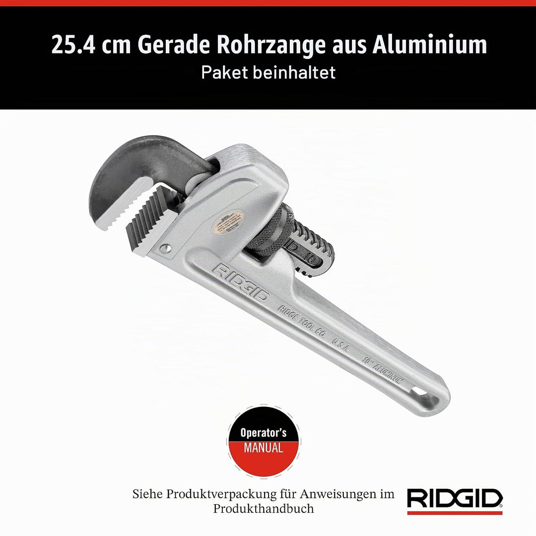 RIDGID 31090 Modell 810 gerade Aluminium-Rohrzange, 10" Sanitär-Schraubenschlüssel 10 inch, 10 inch