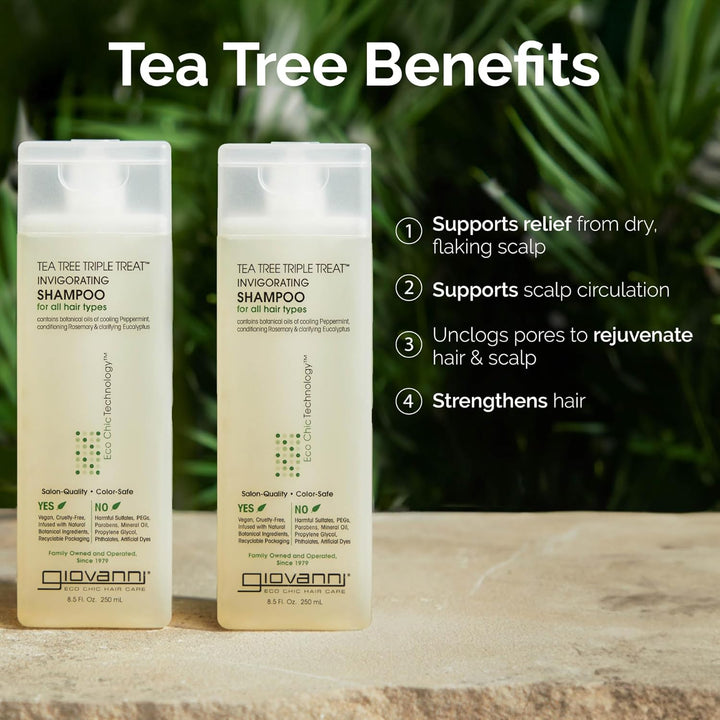 Giovanni Cosmetics Tea Tree Triple Treat Invigorating Shampoo, 24 Oz