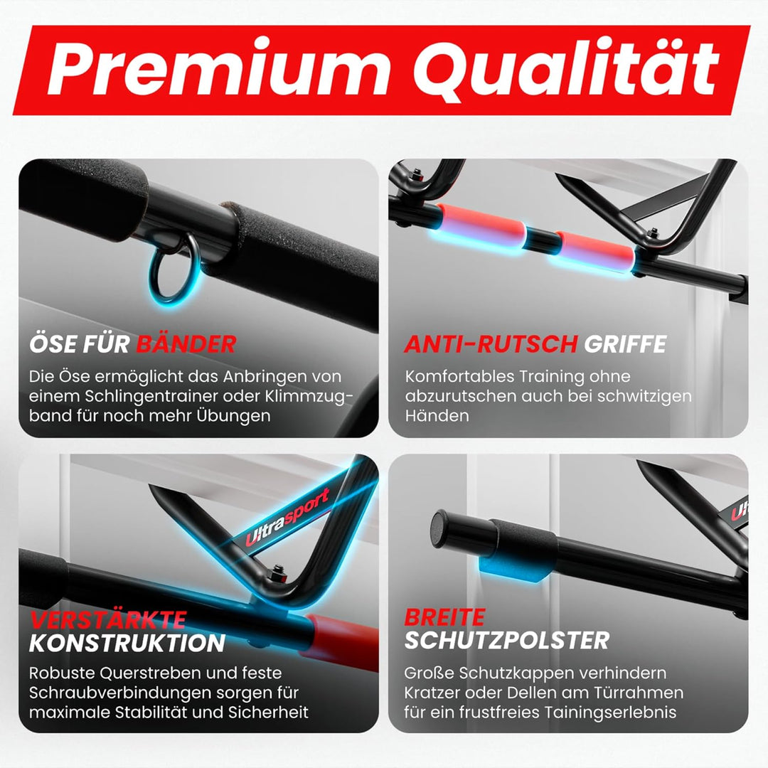 Ultrasport Klimmzugstange, Türreck, verstellbar von 66,5 cm bis 93 cm, ohne Schrauben montierbar, ru