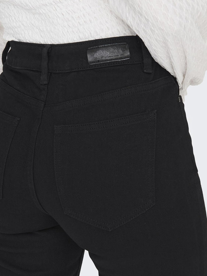ONLY Damen ONLEMILY HW STR CRP ANK RAW MAE034 15219264 XS Black Denim, XS Black Denim