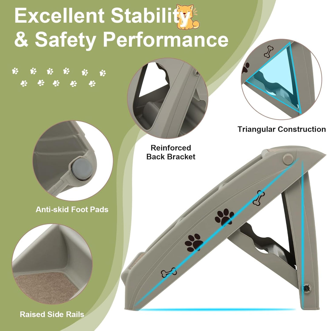SOARS Haustiertreppe faltbar, 4-stufige Hundetreppe Katzentreppe mit Filz Matte, Tiertreppe für Katz