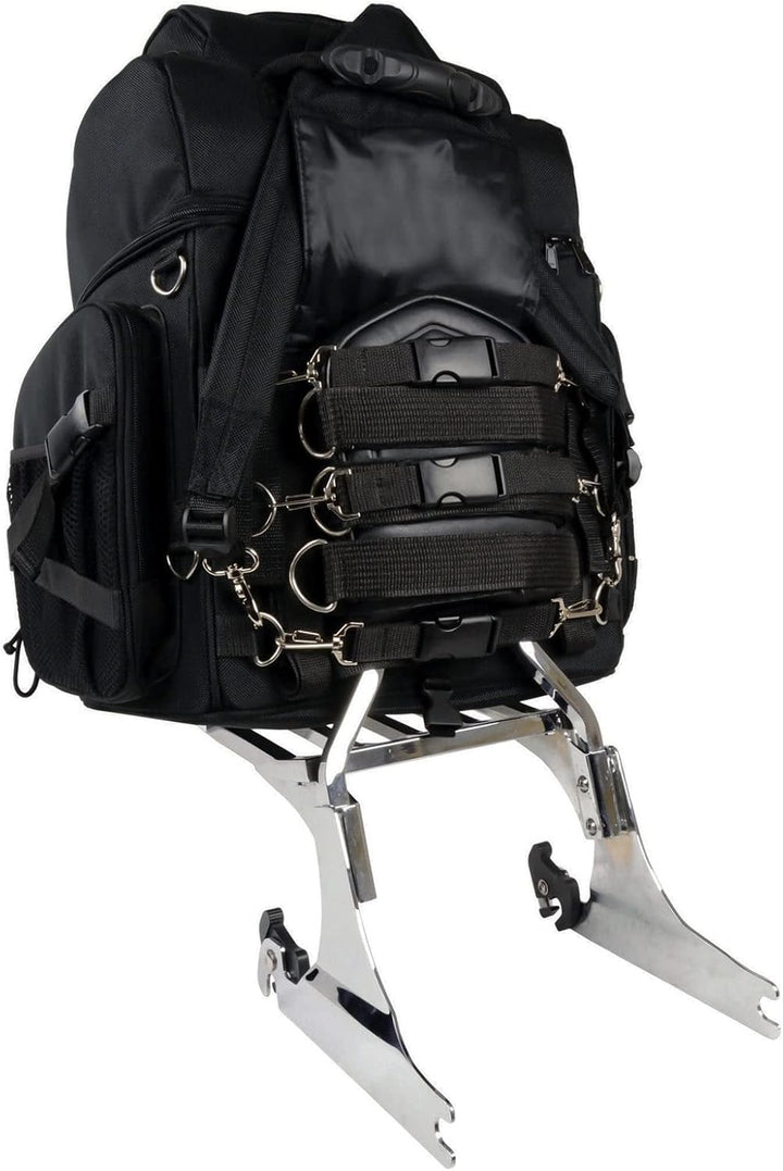 Milwaukee Performance SH689 Sissy Bar-Tasche, Nylon, gross, mit Rucksackgurten, Schwarz Large Schwar