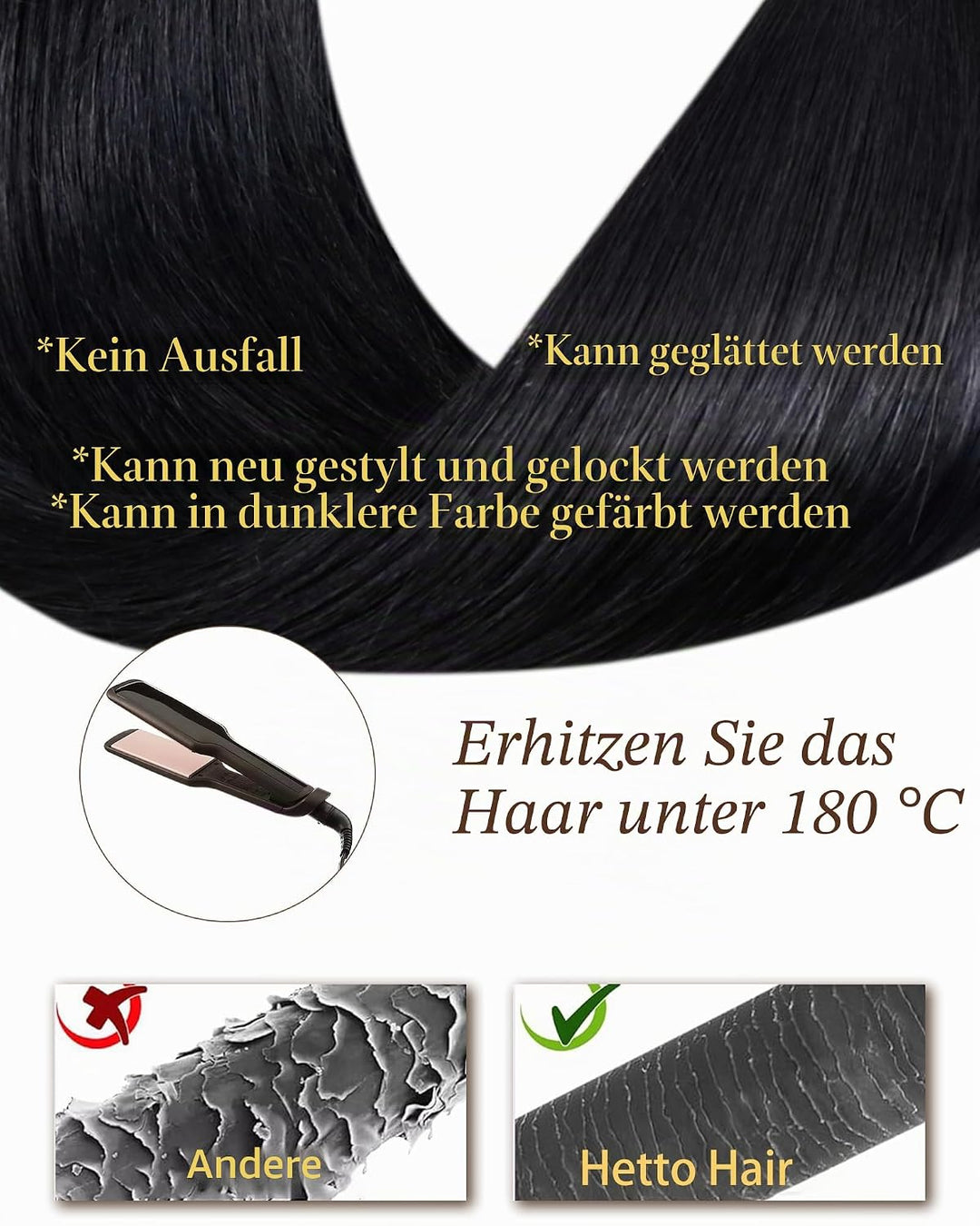 Hetto Microring Extensions Echthaar Schwarz Extensions Echthaar Microring Naturschwarz Invisible Mic