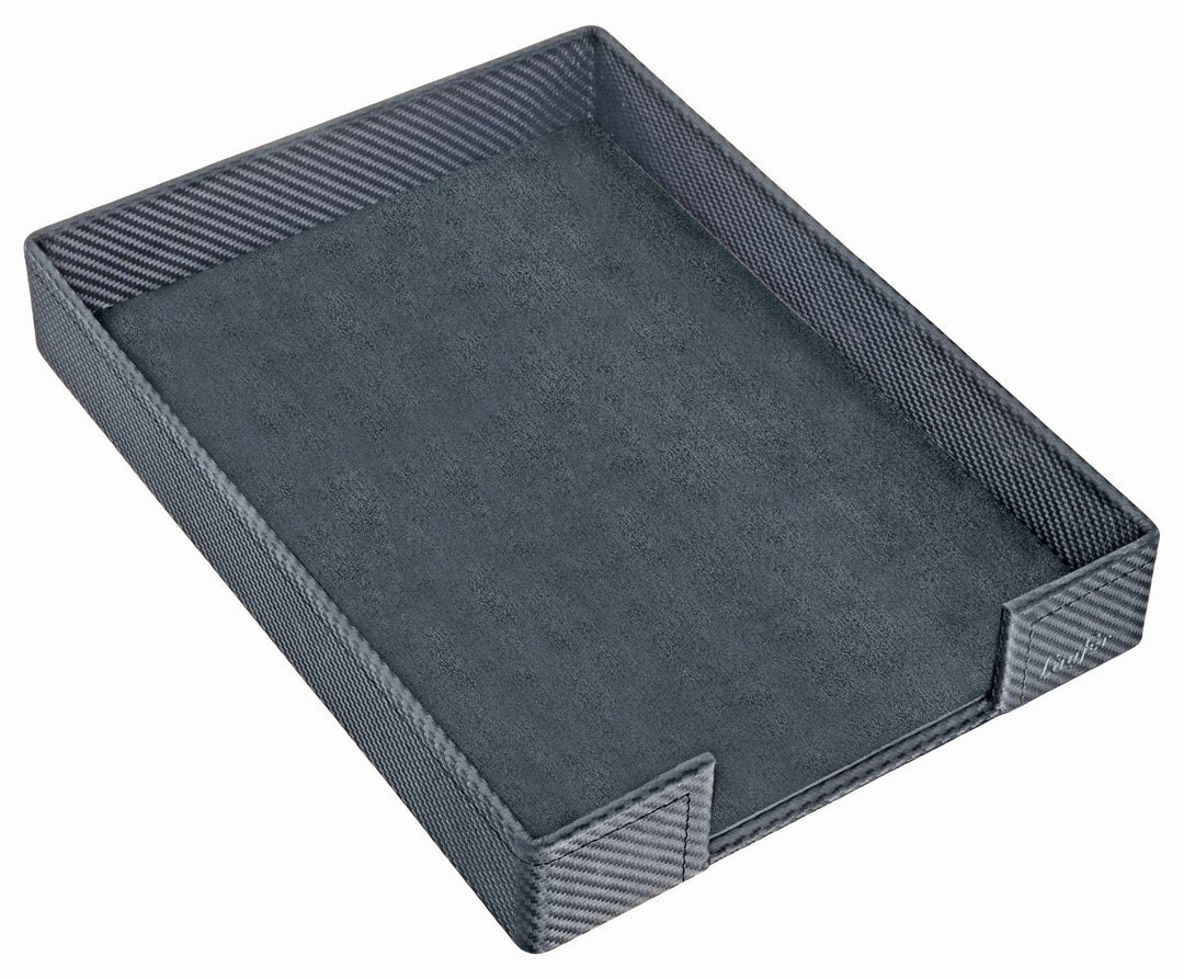 Läufer 35056 Concerto Briefkorb aus Leder, Echt Leder, schwarz, carbon, Ziernaht schwarz, Handgefert
