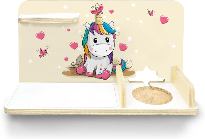 stadtecken® Kinder Regal für Musikbox I Motiv Pony Cool, klein I Geeignet für die Toniebox und ca. 2