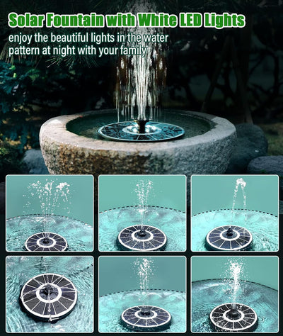 SZMP Solar Springbrunnen für aussen 100% Glas 2023 Upgraded,3.5W Solar Teichpumpe mit 8 Effekte Sola