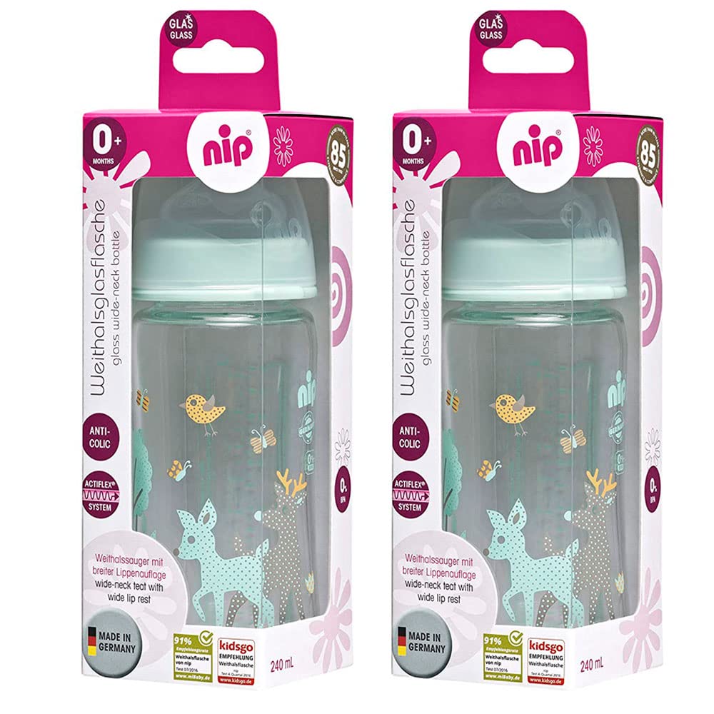 NIP Starter Set ab Geburt Glas Babyflaschen Flaschenwärmer Bürste