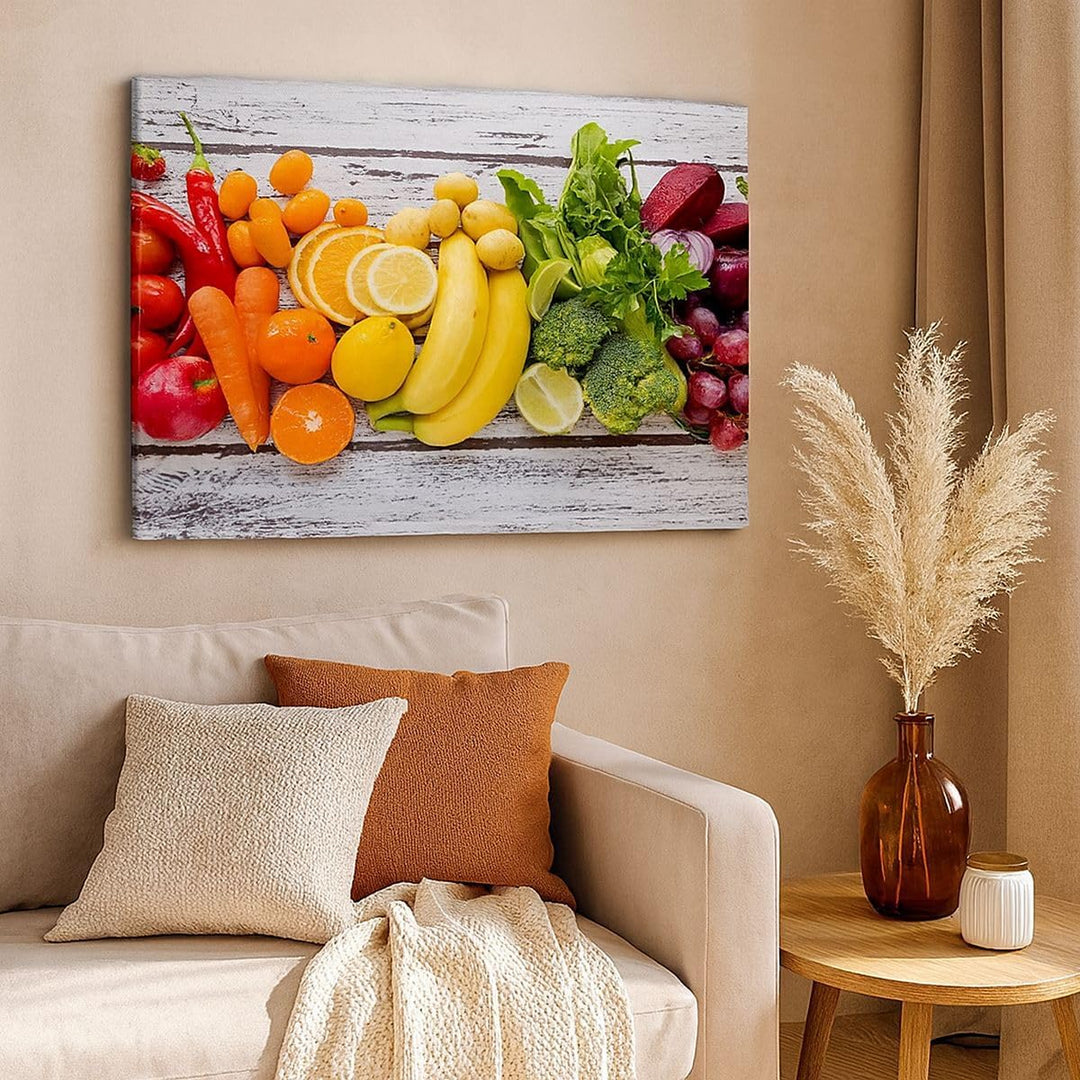 Bilder auf Leinwand 100x70cm Leinwandbild Essen Gemüse Essen frisch Gross Wanddeko Bild Schlafzimmer