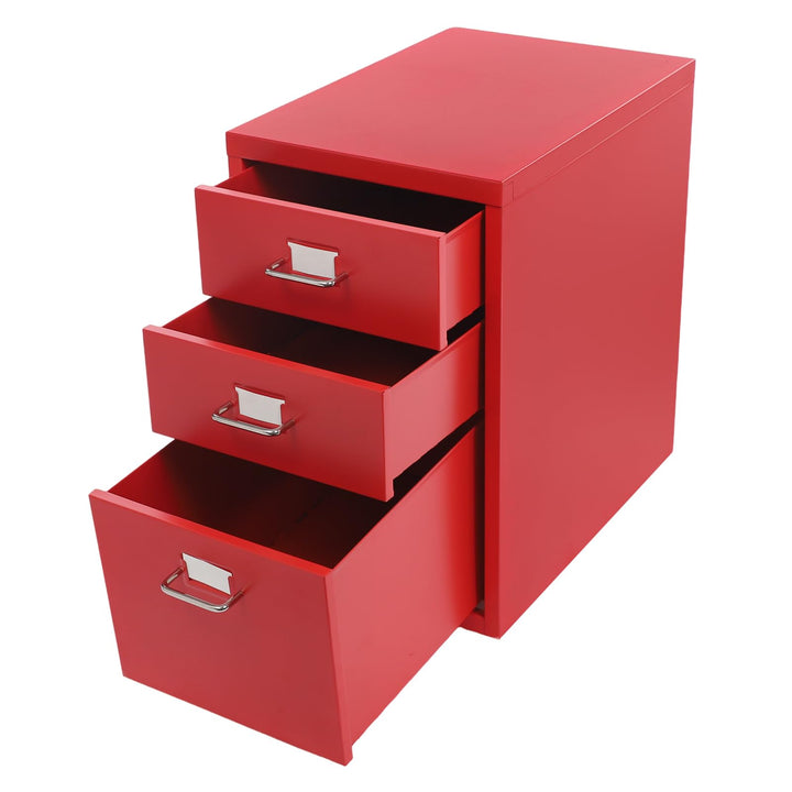 Rollcontainer, Mobiler Aktenschrank mit 3 Schubladen, Büroschrank mit Rollen, Metall Schreibtisch Un