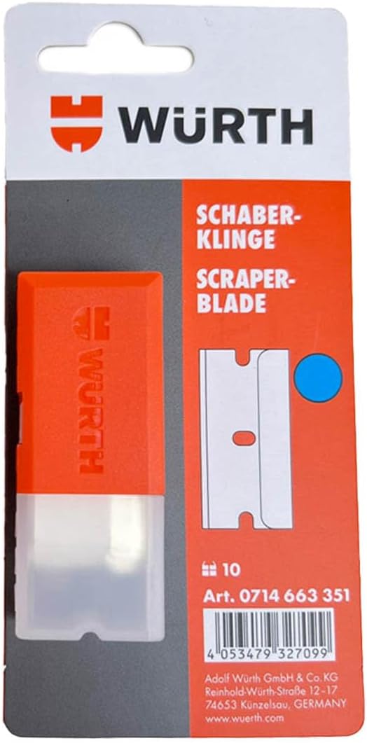 Würth Klingenschaber + 16 Klingen, 2K Griff Klingenschaber 071466335 zum Entfernen von Aufklebern Vi