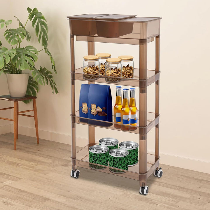 Aufbewahrungswagen, 4-stufig, 45x23.5x91 cm, PP, mit Rollen, für Küche
