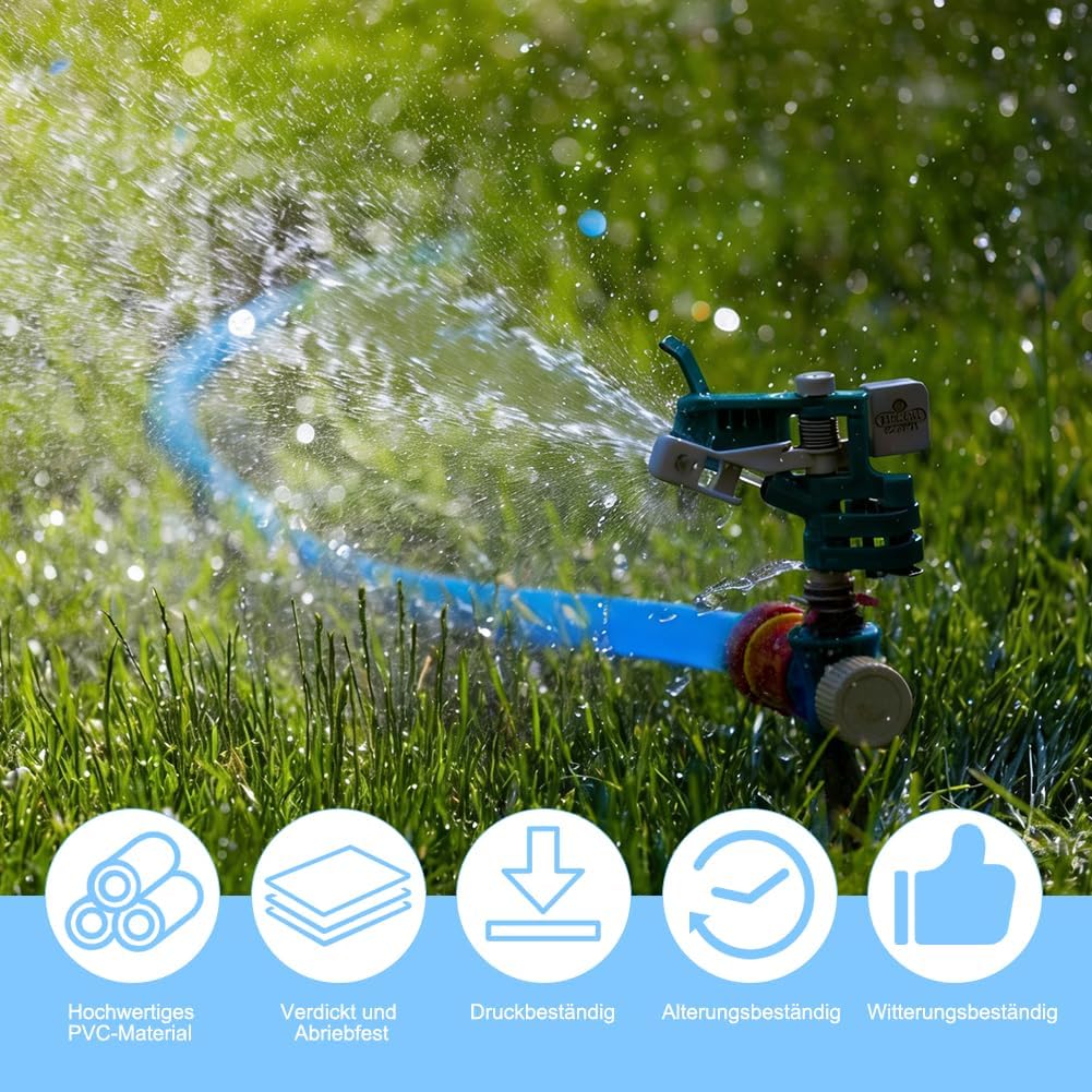 Gewebeschlauch 1 1/2 Zoll, 10M Flachschlauch Ø 38 mm, Blau Gewebeschlauchset mit 2 Clips für Tauchpu