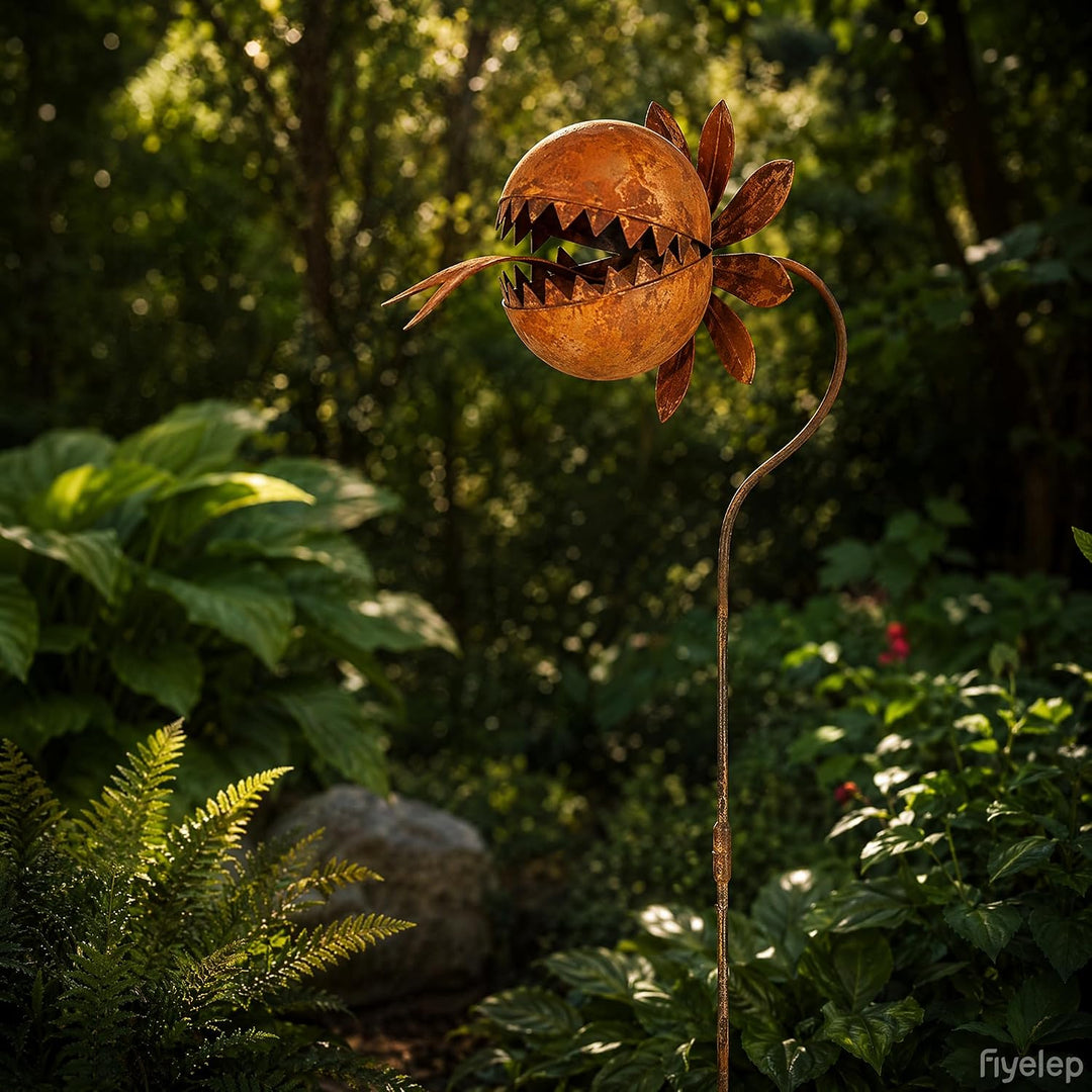 3 er Rostige GartendekoSet Rost Deko für Garten Cortenstahl Gartenstecker Metall Blume Mohn Gartende