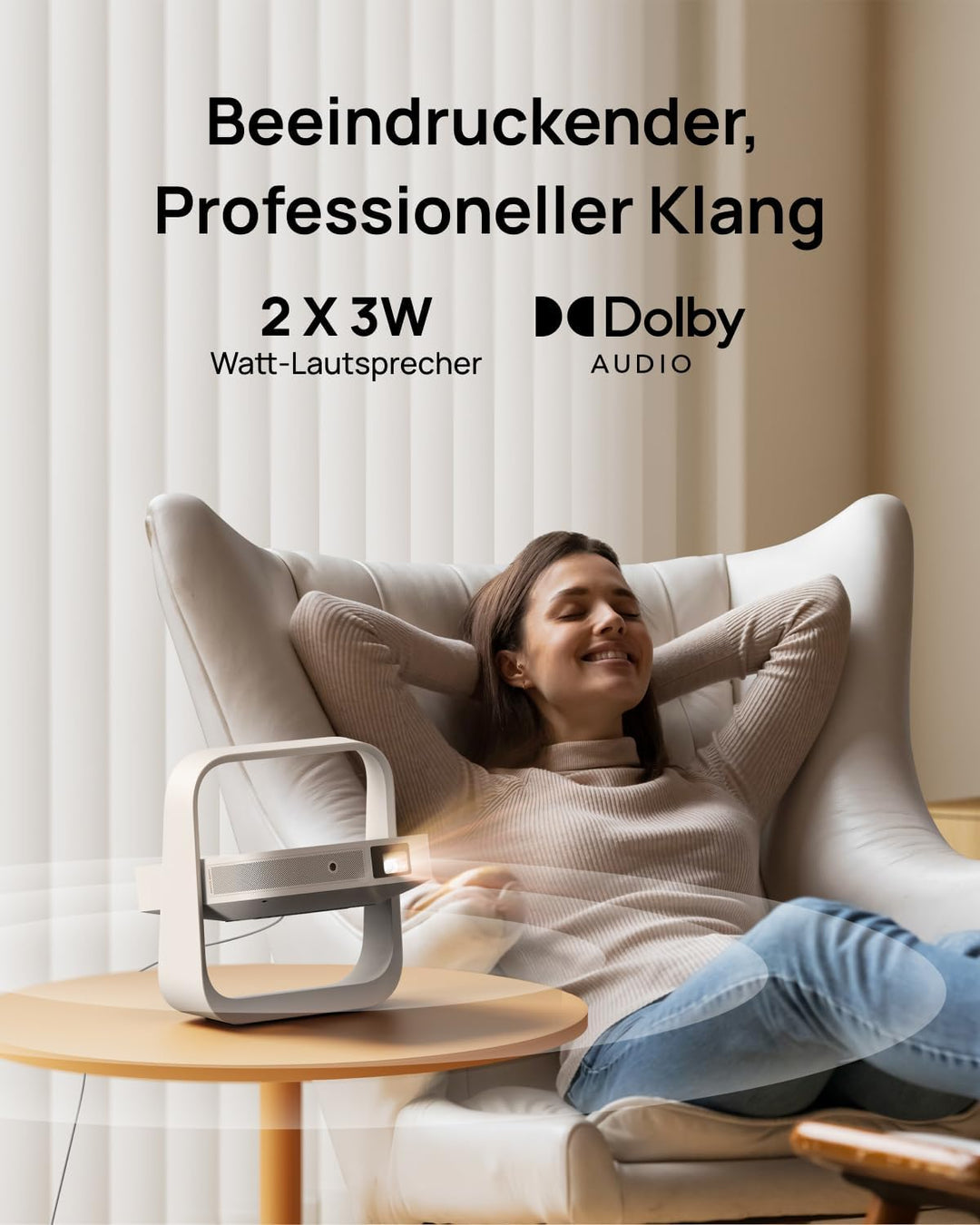 XGIMI Elfin Flip Plus Tragbarer Beamer, 500 ISO Lumen, 1080P, Google TV mit Lizenziertem Netflix, In