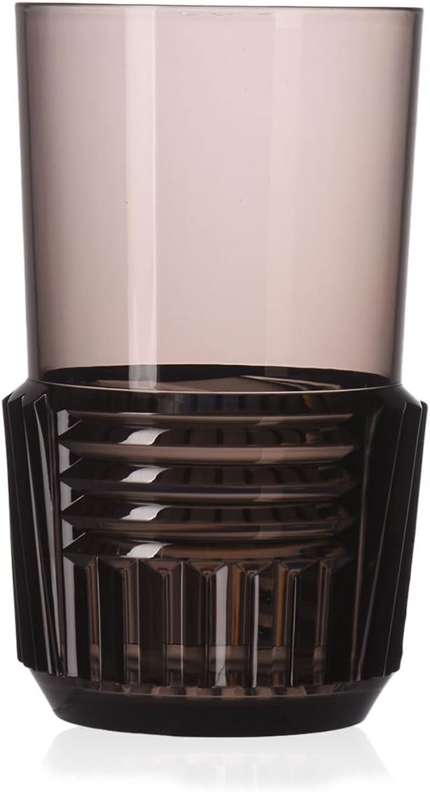 Kartell Trama Trinkglas, Thermoplastisches Technopolymer, Grau, 15 x 8,5 cm, 4-Einheiten Long Drink