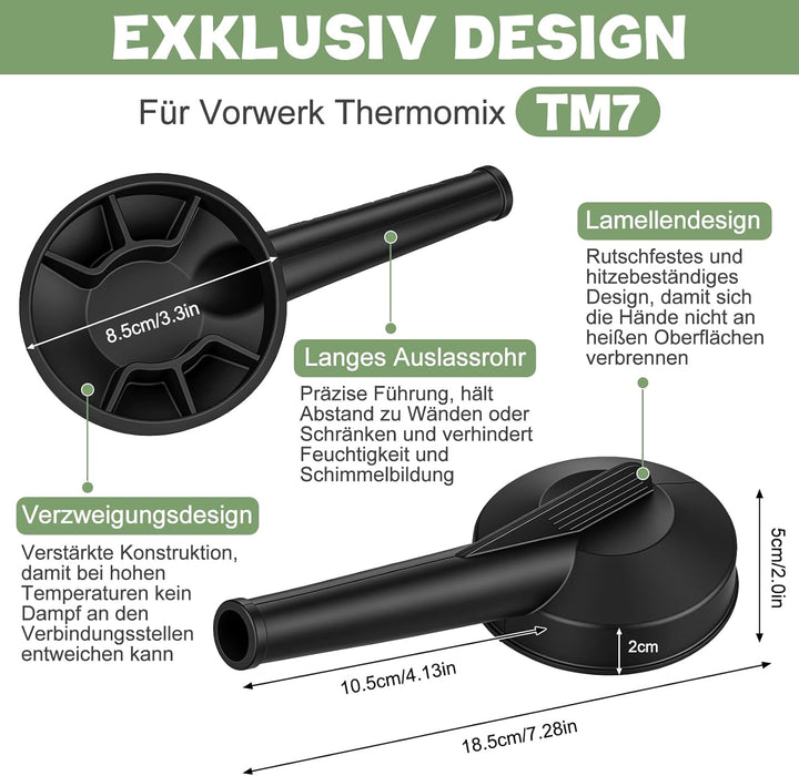 SelfTek Dampfumleiter für Thermomix TM7 - Dampfumleitung Zubehör mit Geschütztem Überlaufschutz, Dam