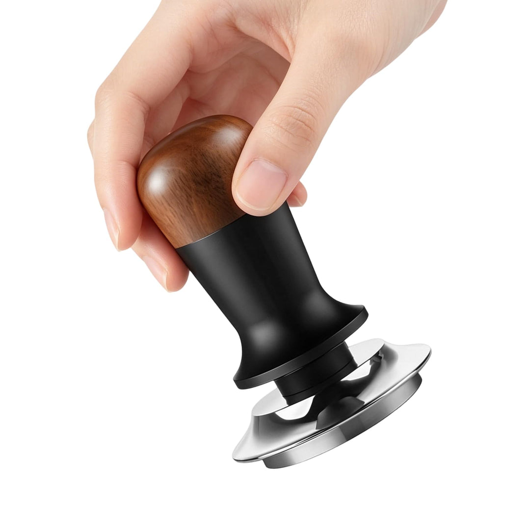 Espresso Tamper 51 mm Selbstnivellierend mit Walnussholz