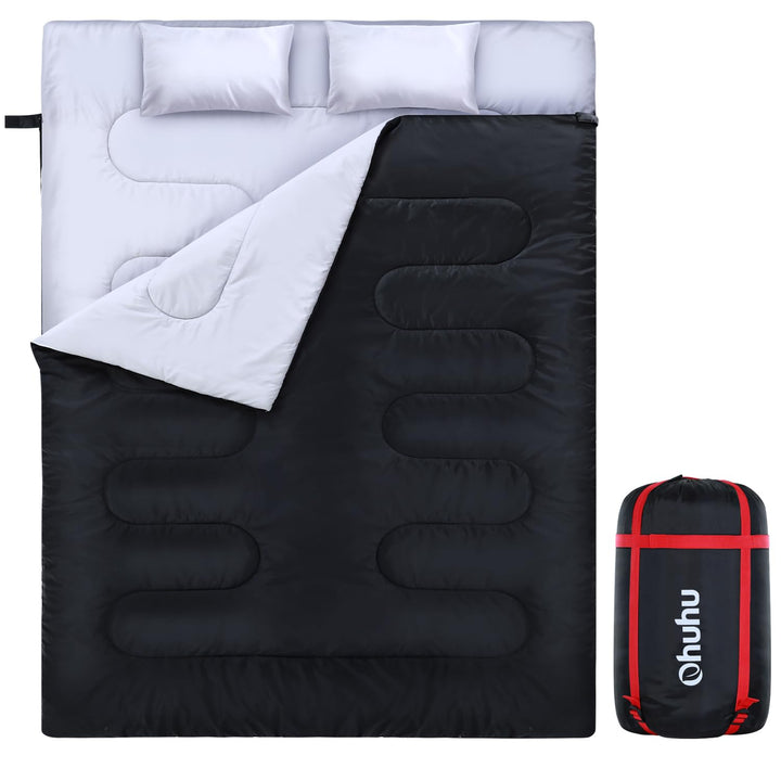 Ohuhu Dicker Doppelte Schlafsack 220 x 150cm Erwachsene Deckenschlafsack mit 2 Gratis Kissen und ein