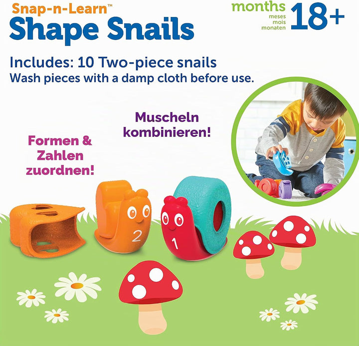 Learning Resources Snap-n-Learn Formen-Schnecken, Kleinkind-Aktivitäten, Lernspielzeug, Farben-Set,