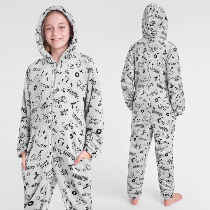 CityComfort Onesie Kinder Fleece Overall Jumpsuit Schlafanzug Jungen Mädchen Extra Weich Einteiler G