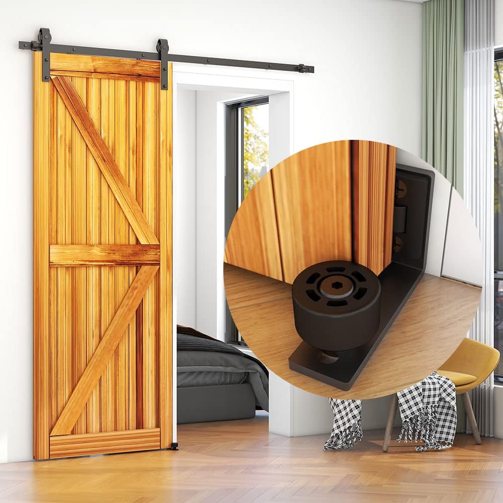 WOLFBIRD 223cm/7.5ft Schiebetürbeschlag Set Schiebetürsystem mit Bodenführung für Einzeltür Türbenut