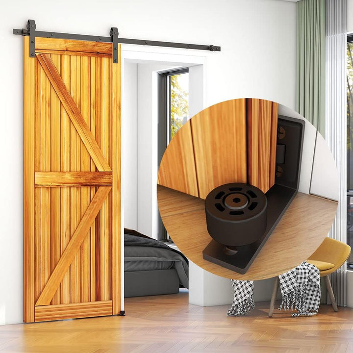 WOLFBIRD 223cm/7.5ft Schiebetürbeschlag Set Schiebetürsystem mit Bodenführung für Einzeltür Türbenut