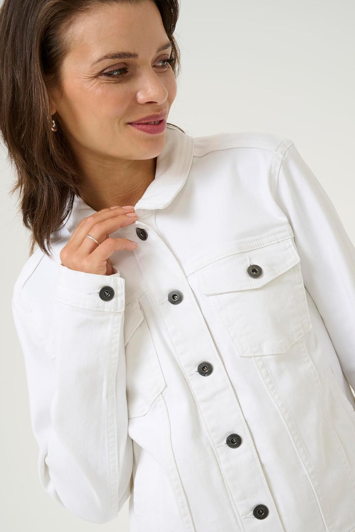 KAFFE Jacke KAzelina Damen Jeansjacke Leichte Denim Übergangs Jacke 40 Chalk, 40 Chalk