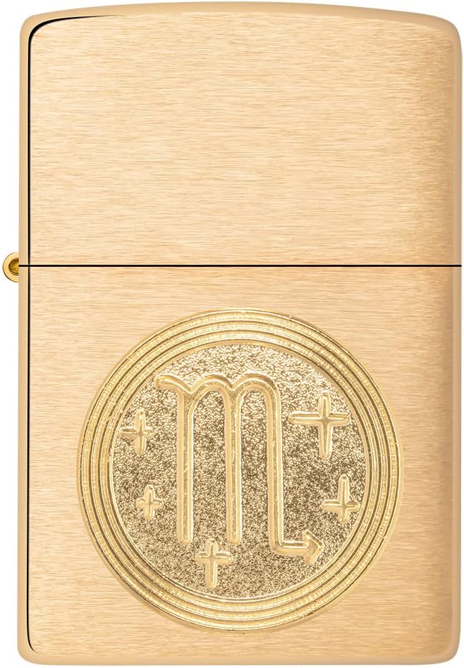 Zippo Scorpio Emblem Brass Brushed Sturmfeuerzeug, befüllbar, in hochwertiger Geschenkbox 60006104 S