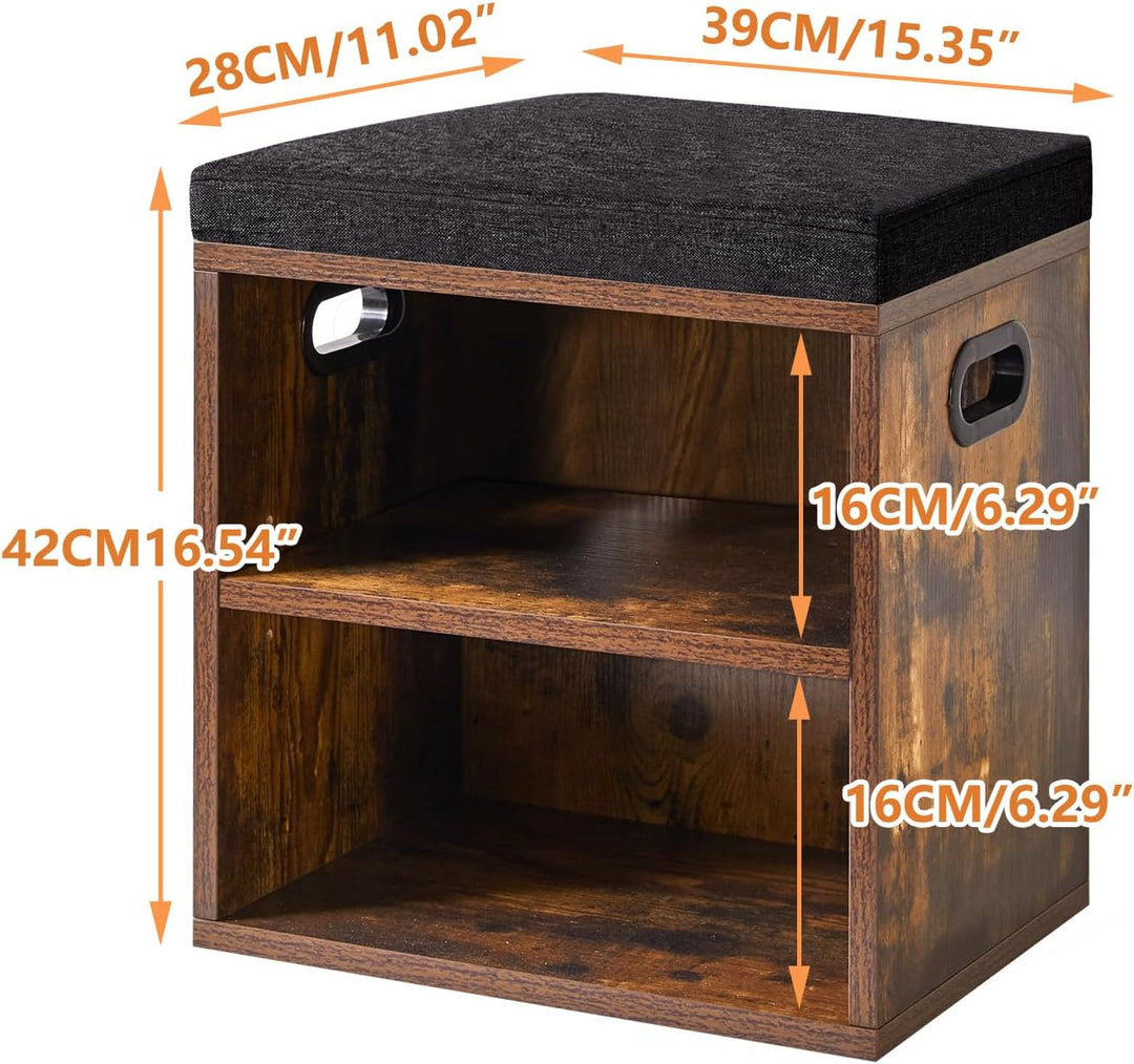 YMYNY Schuh Aufbewahrungsbank mit Sitzkissen, 2-Tier Schuh Rack mit gepolstertem Sitz, justierbarer