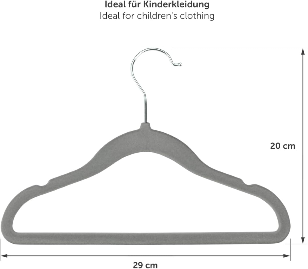 Laleni Kinderkleiderbügel 30 Stück + Samtbezug - platzsparende Kleiderbügel Kinder - 360° drehbare K