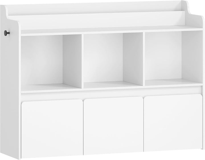 Hzuaneri Kinderregal mit Bücherfach & Rollschubladen 30 x 108 x 80 cm, Weiss | 3 offene Fächer, 3 ro