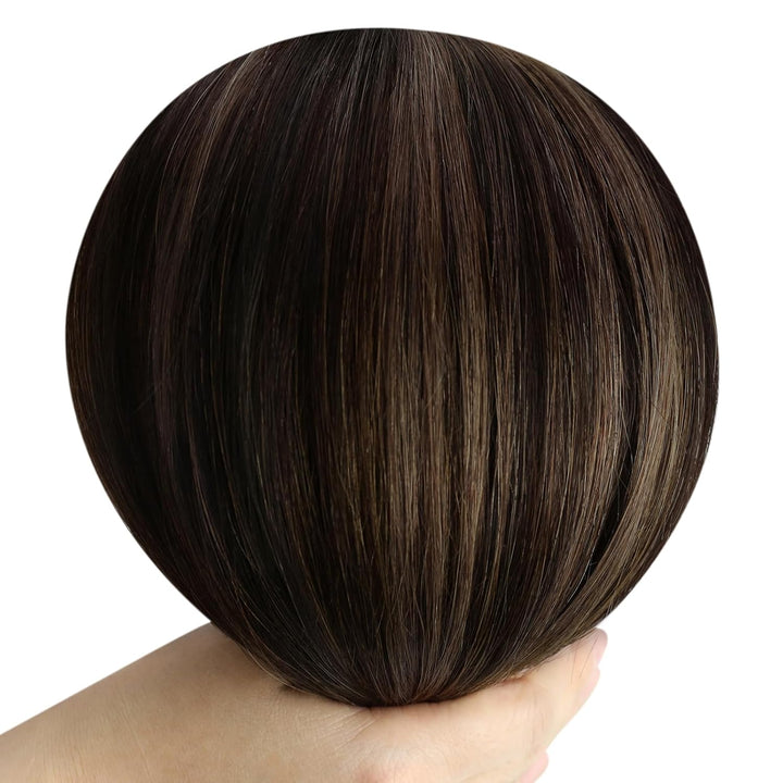 YoungSee Extensions Clip in Braun Ombre Remy Glatt Haar Clip in Extensions Echthaar Ombre Dunkelbrau