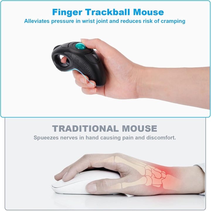 IMAGE Trackball Maus Kabellose USB Hanheld Funkmaus mit Laser für Rechts- oder Linkshänder
