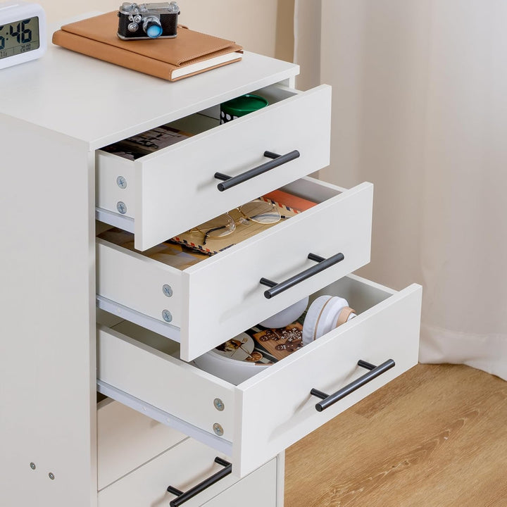 HOOBRO Rollcontainer mit 7 Schubladen, Aktenschrank, Holz Büroschrank, Büromöbel mit Schubladen, Auf