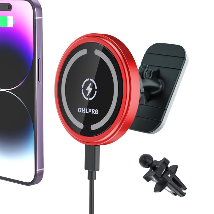OHLPRO Magsafe Autohalterung mit Ladefunktion, 15W Schnellladegerät Magnetische Handyhalterung Auto