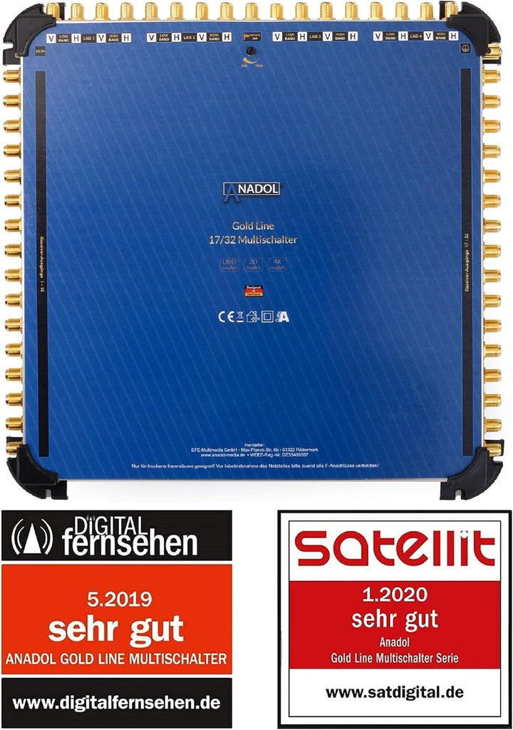 [Test 2X SEHR GUT*] Anadol Gold Line 17/32 Multischalter - für 4 Satelliten & 32 Teilnehmer - Sat Sw