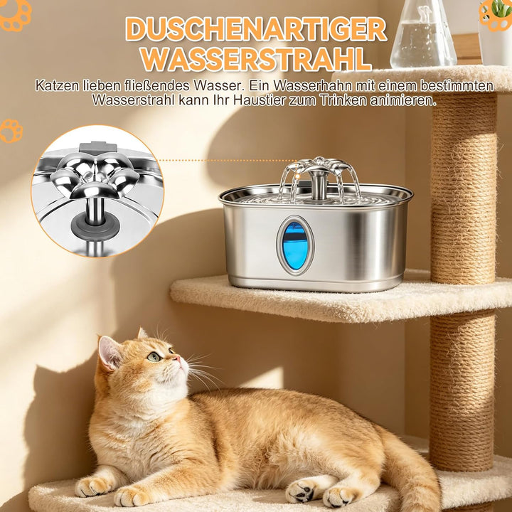Katzentrinkbrunnen Trinkbrunnen für Katze mit 2 Filter 2 Schwamm