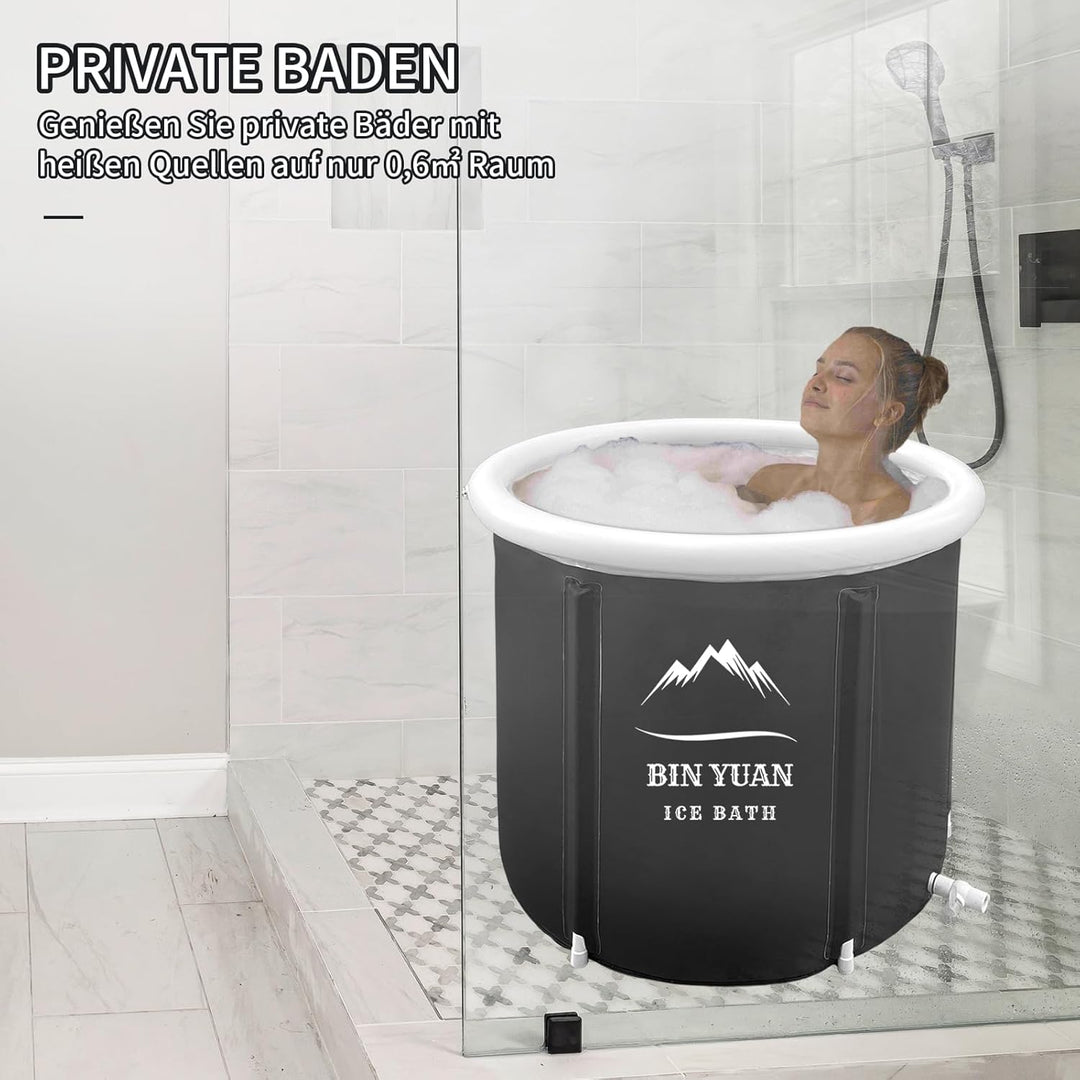Faltbare Eisbad Badewanne mit Abdeckung 80cm Ø Large Aufblasbare Eisbaden Badewanne Erwachsene Eisfa