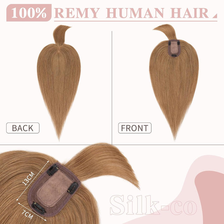 Silk-co Topper Extensions Echthaar Haarteile Echthaar Clip in Extensions Echthaar Glatt Toupet Haarv
