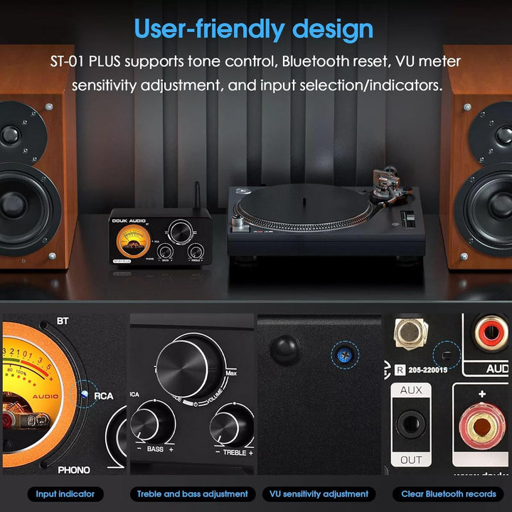 HiFi Bluetooth TPA3255 Digitaler Verstärker VU Meter Plattenspieler Stereo Amplifier (ST-01 Plus) ST