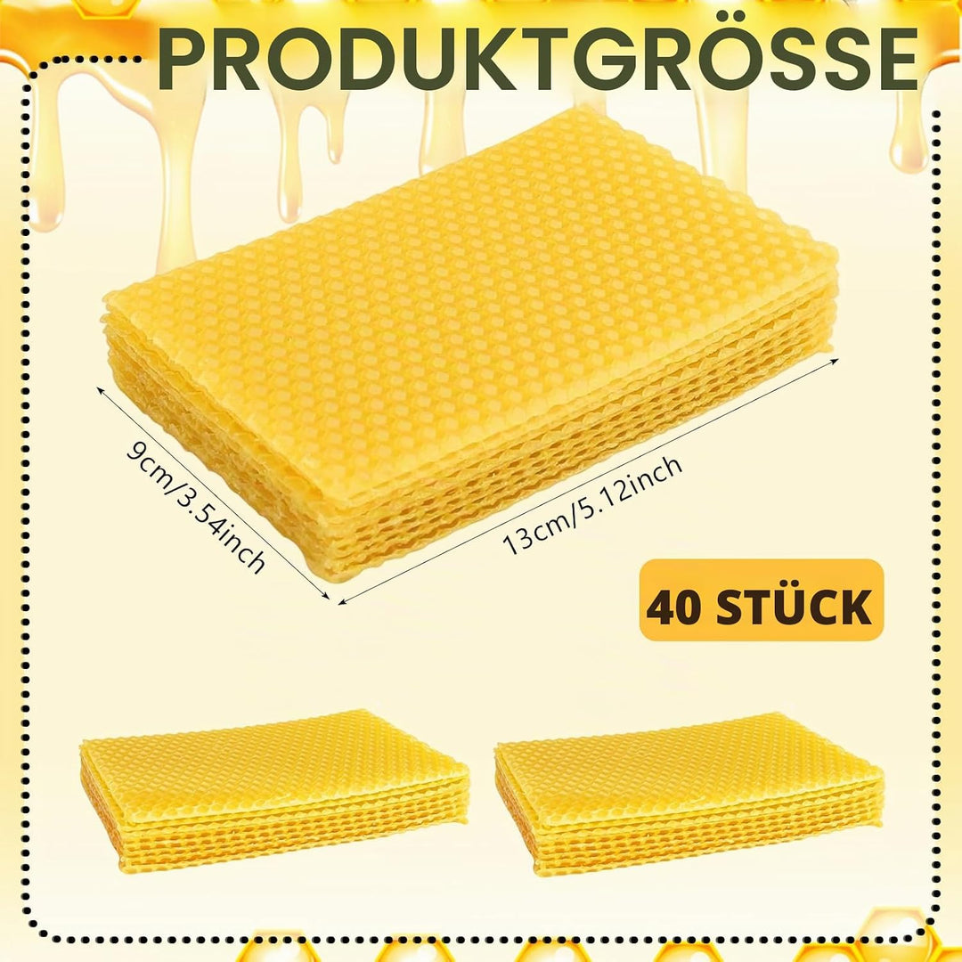 Bienenwachsplatten 40 Stück Natur Bienenwachs 13x9cm Gelb DIY Kerzenherstellung Imkerei Handwerk Pfl