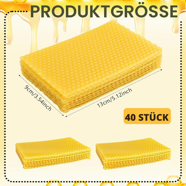Bienenwachsplatten 40 Stück Natur Bienenwachs 13x9cm Gelb DIY Kerzenherstellung Imkerei Handwerk Pfl