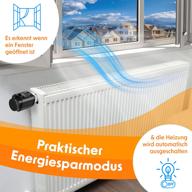 KESSER® Heizkörperthermostat 4er Set WiFi Heizungsregler | Heizungsthermostat WLAN mit Smart Home Ap