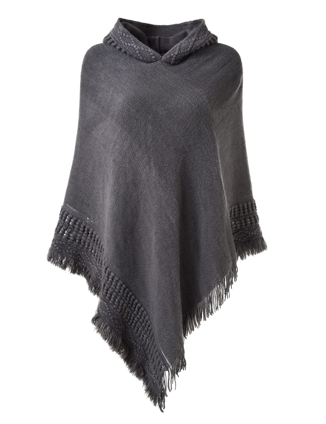Ferand Damen Poncho mit Kapuze und gehäkeltem Cape mit Fransensaum für Herbst Winter Einheitsgrösse