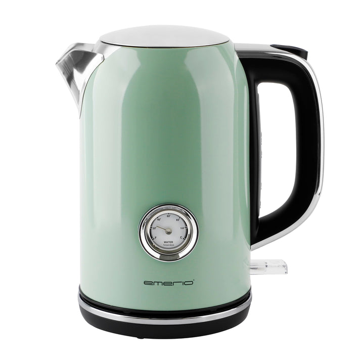 EMERIO Wasserkocher Retro Style | 2200 Watt | 1.7 Liter | Edelstahlgehäuse | Wasserstandsanzeige | W