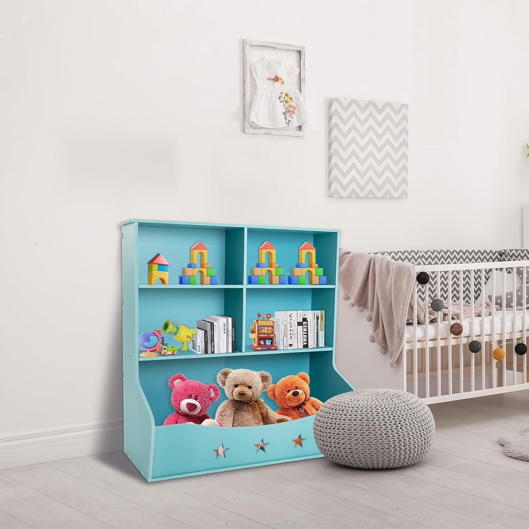 Kinder Bücherregal 3 Etagen aus PVC, Standregal mit Ablageflächen | Kindgerechte abgerundete Kanten,