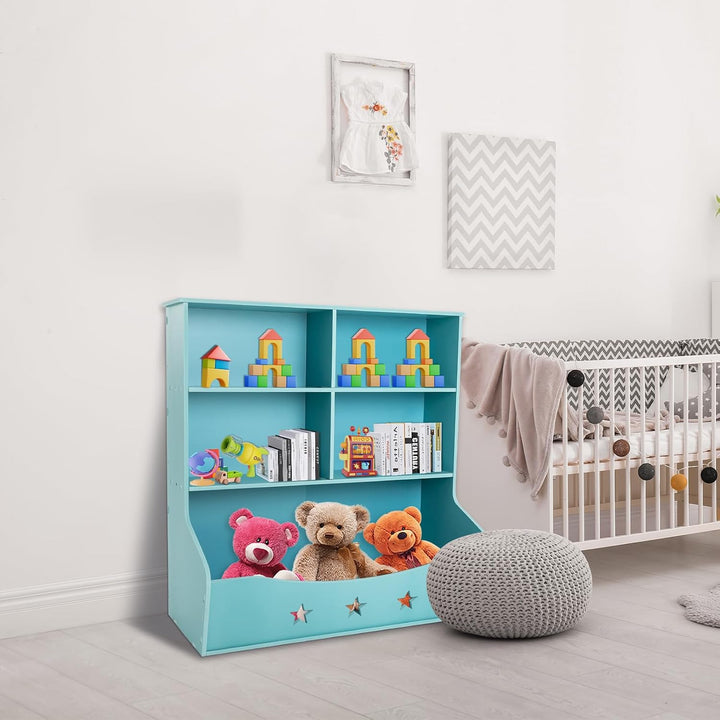 Kinder Bücherregal 3 Etagen aus PVC, Standregal mit Ablageflächen | Kindgerechte abgerundete Kanten,