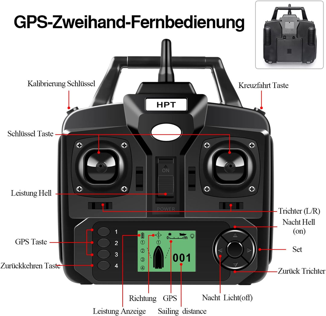 Bilbear GPS Köderboot Futterboot mit Echolot und GPS Köderlieferboot Karpfenfischen Angelköderboot,F