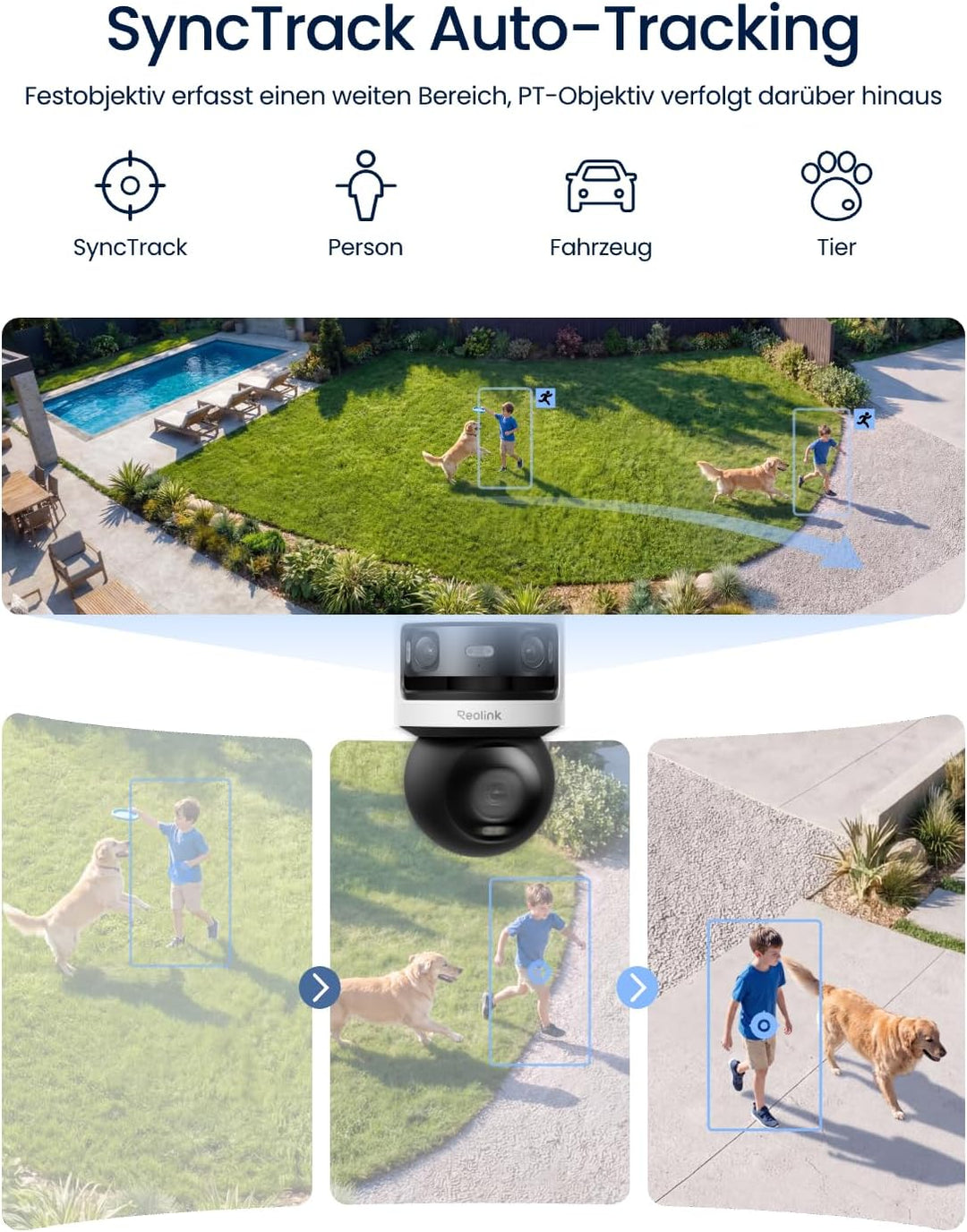 Reolink Überwachungskamera Aussen, 10MP+8MP Dreifachobjektiv, OMVI 3i WiFi | 10MP 180° Panorama &amp; 4K