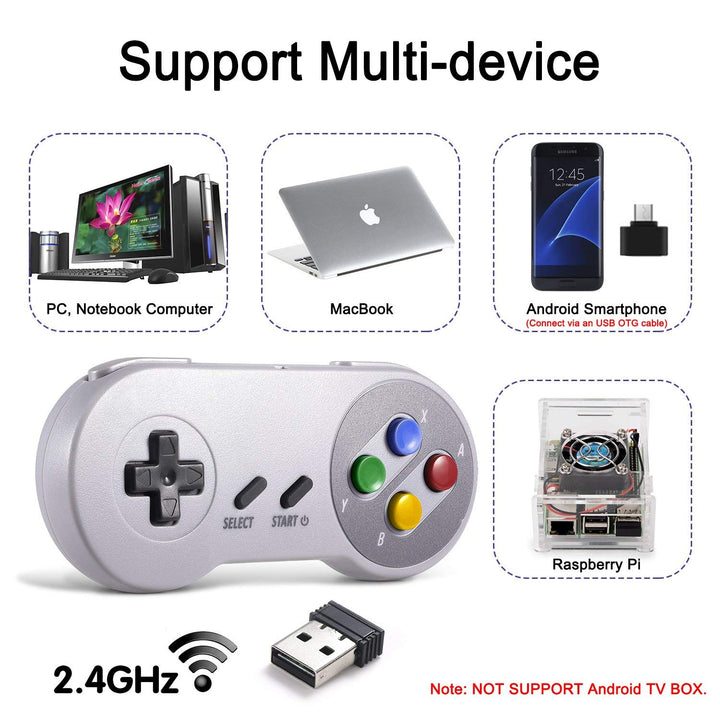 miadore Wireless USB Controller für SNES Emulator, 2 Pack 2.4G USB Gamepad Joystick SNES Game Contro